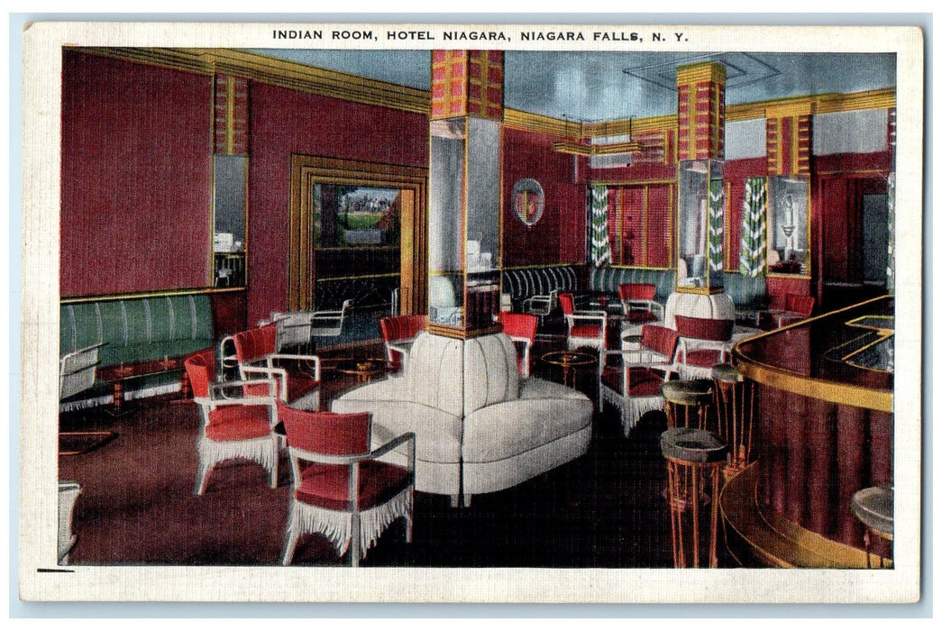 c1940 Indian Room Hotel Niagara & Restaurant Niagara Falls New York NY Postcard