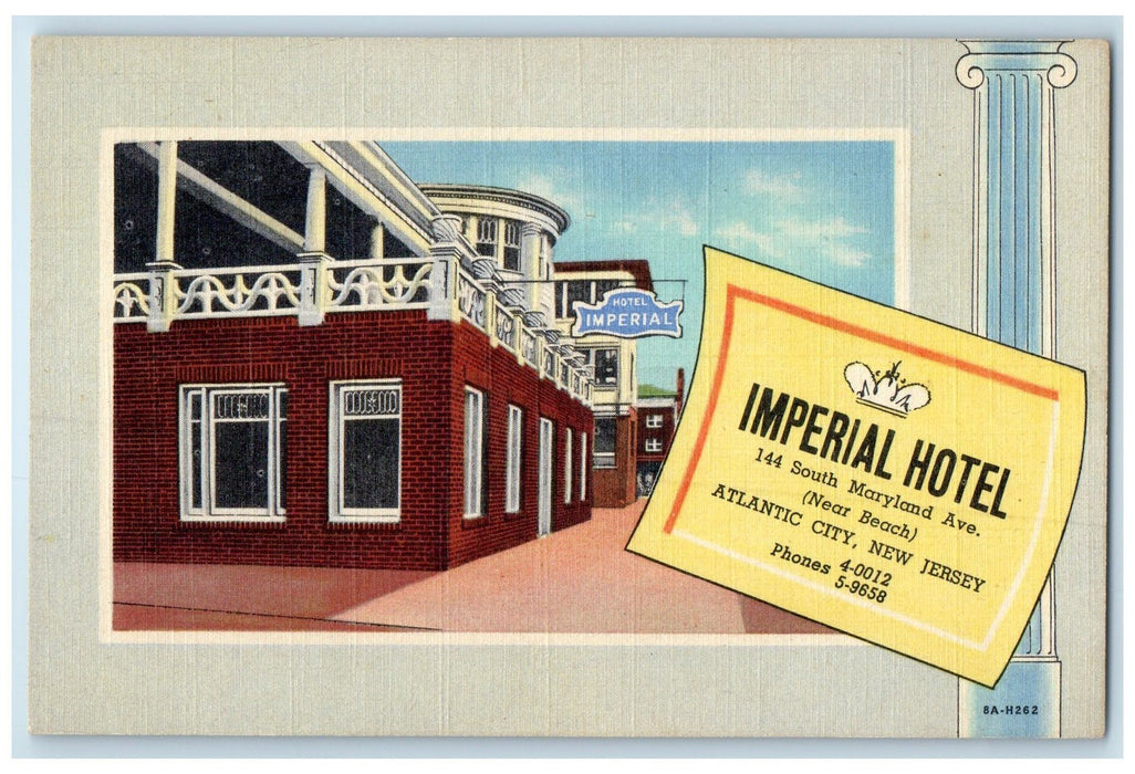c1940's Imperial Hotel Inc. & Restaurant Atlantic City New Jersey NJ Postcard