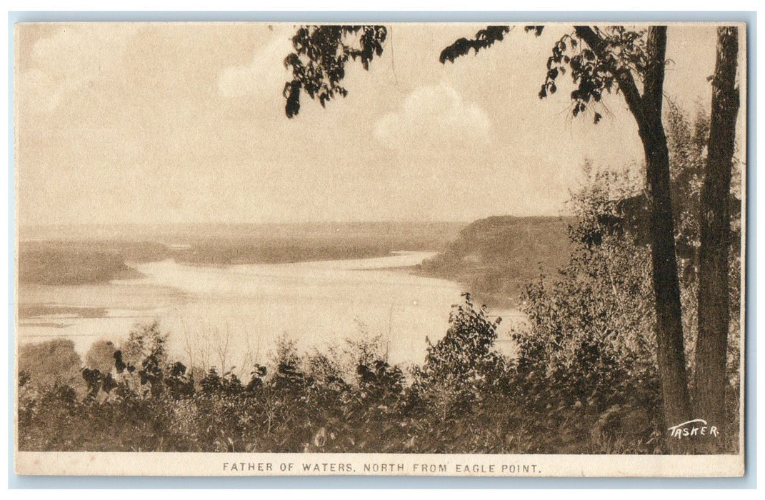 c1905's Scenic Dubuque Father Of Water North From Eagle Point Iowa IA Postcard