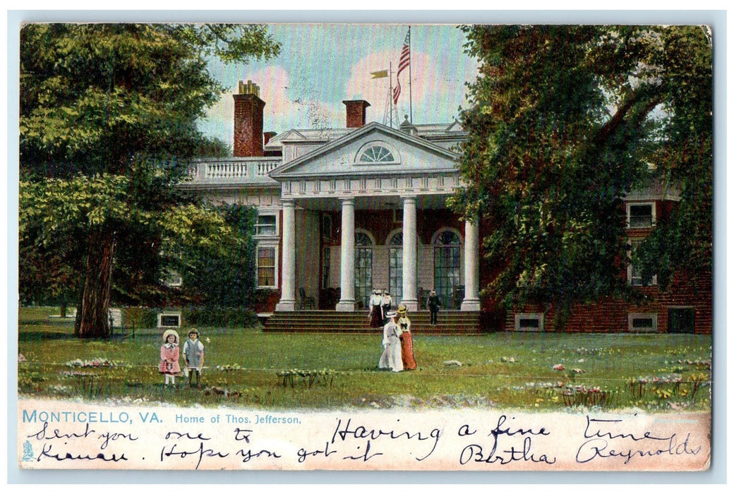 1905 Exterior Home Of Thos. Jefferson Monticello Virginia VA Posted Postcard