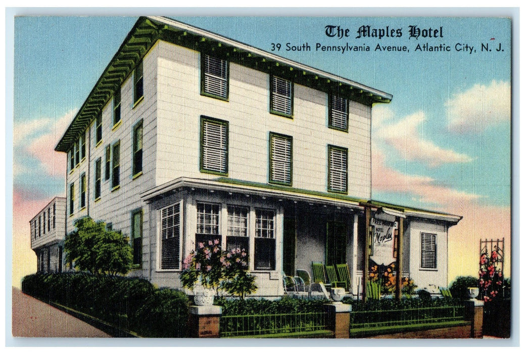 c1940's The Maples Hotel & Restaurant View Atlantic City New Jersey NJ Postcard
