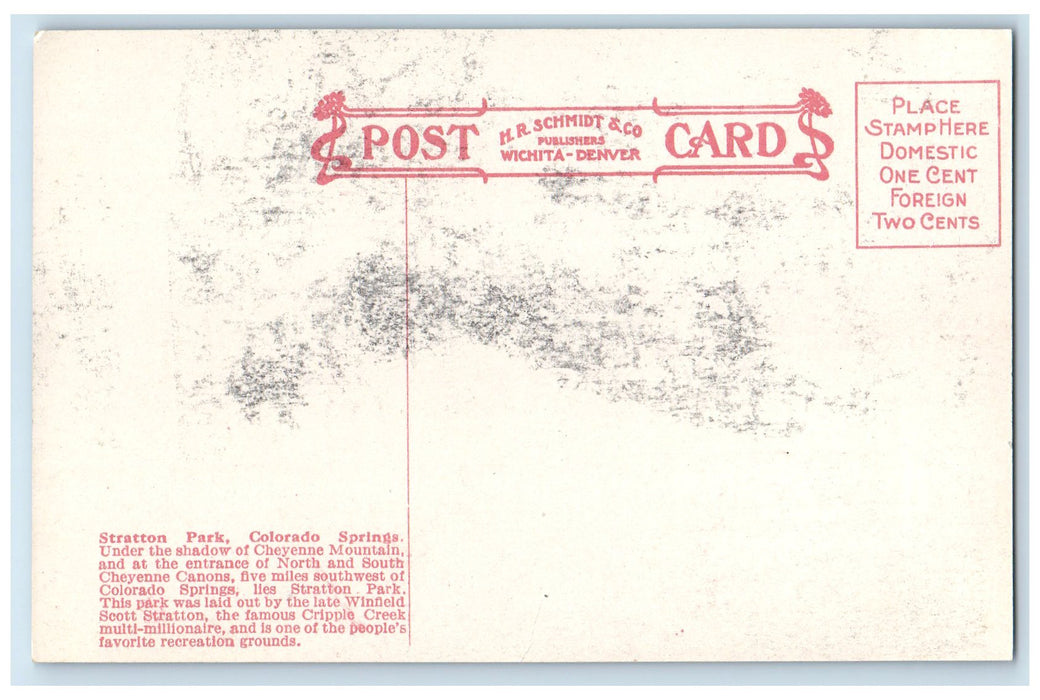 c1920s Vista In Stratton Park Scene Colorado Springs Colorado CO Posted Postcard