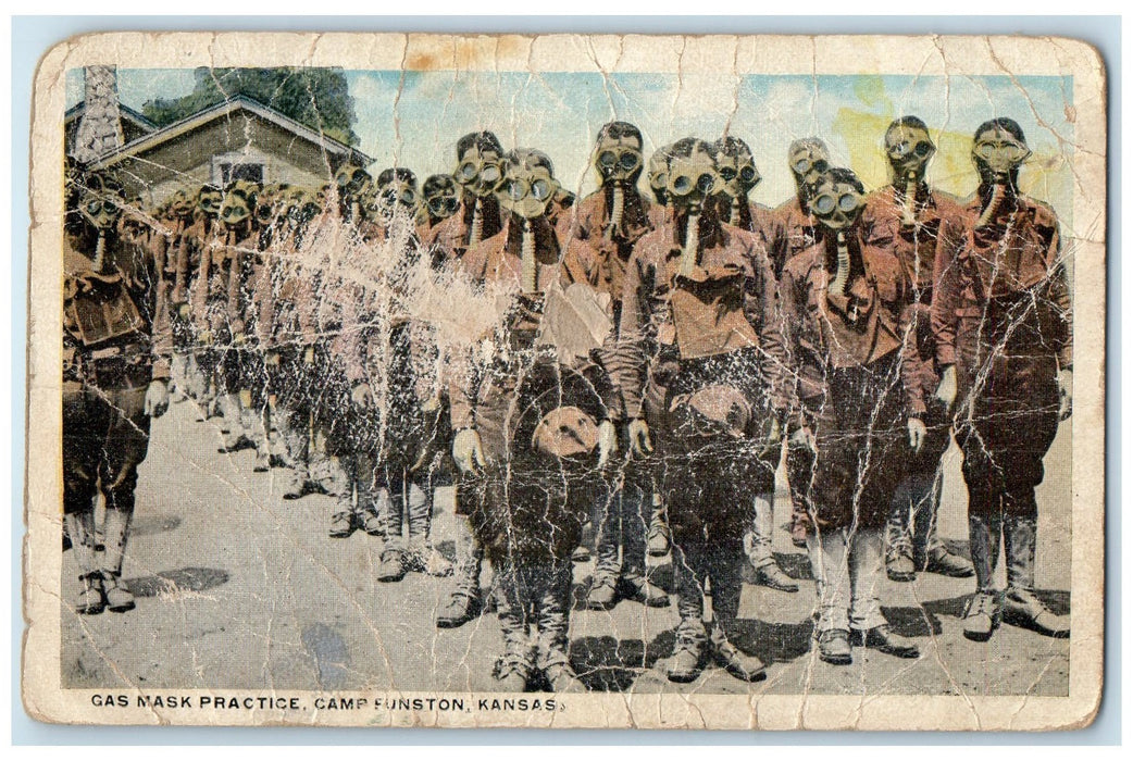 c1910's Gas Mask Practice Camp Scene Funston Kansas KS Unposted Vintage Postcard