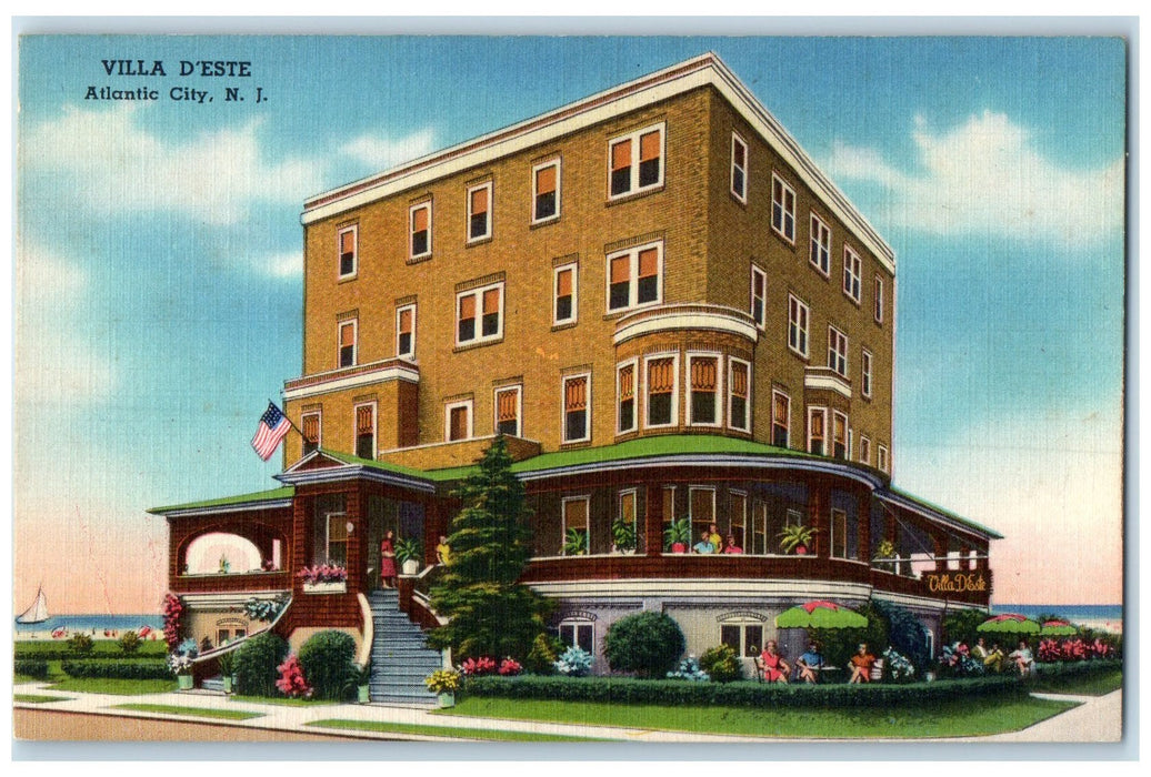 c1940 Villa D'Este Hotel & Restaurant Guest Atlantic City New Jersey NJ Postcard
