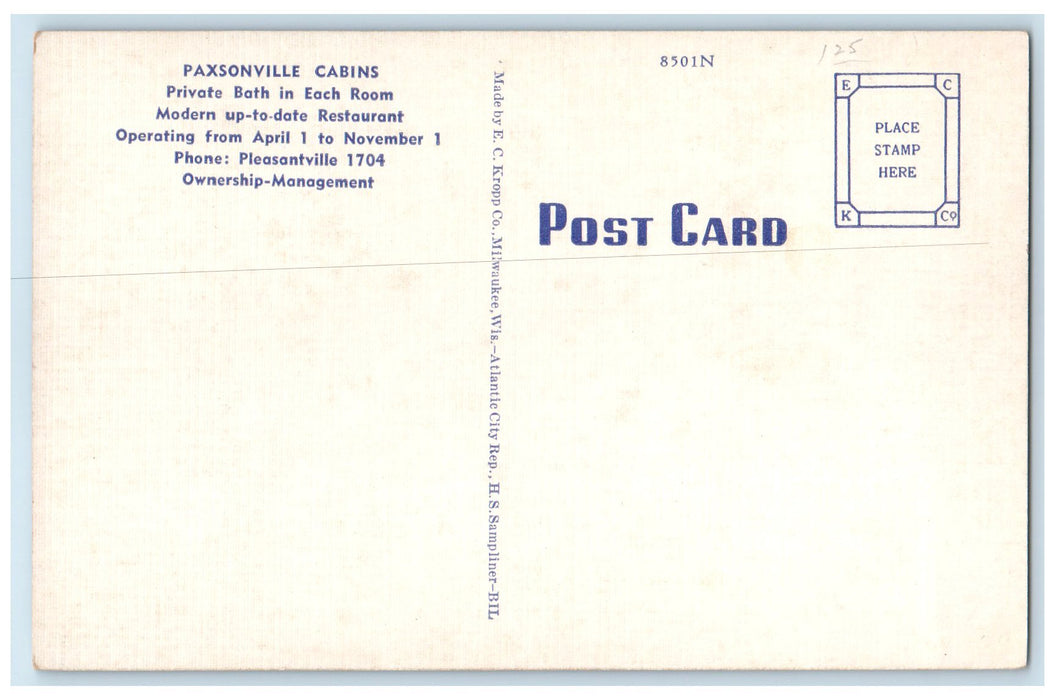 c1940's Paxson's Famous Restaurant & Cabins View Atlantic New Jersey NJ Postcard