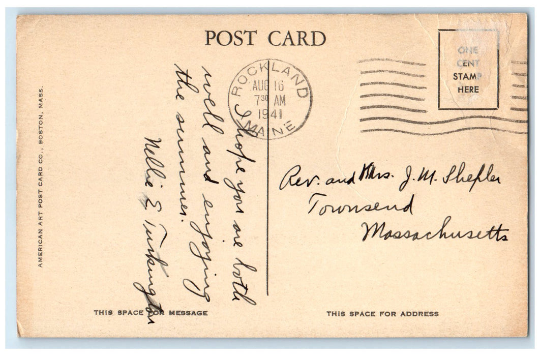 1941 Borestone Mountain And Lake Onawa Rockland Maine ME Posted Trees Postcard