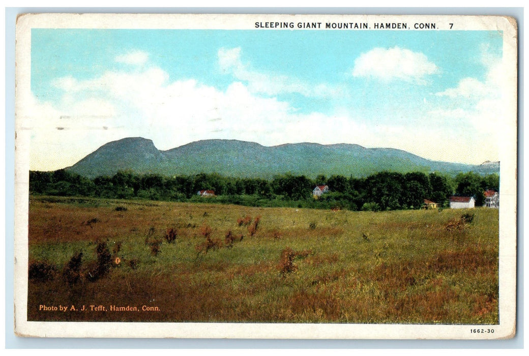 1939 Scenic View Sleeping Giant Mountain Hamden Connecticut CT Posted Postcard