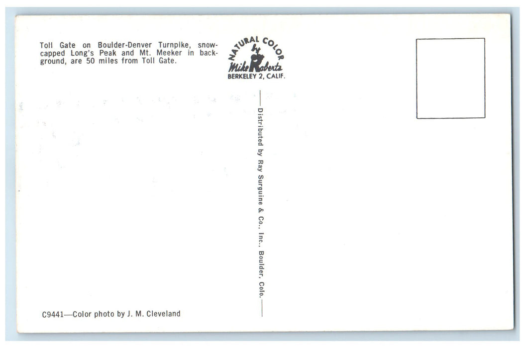 c1960's Toll Gate On Boulder-Denver Turnpike Denver Colorado CO Cars Postcard
