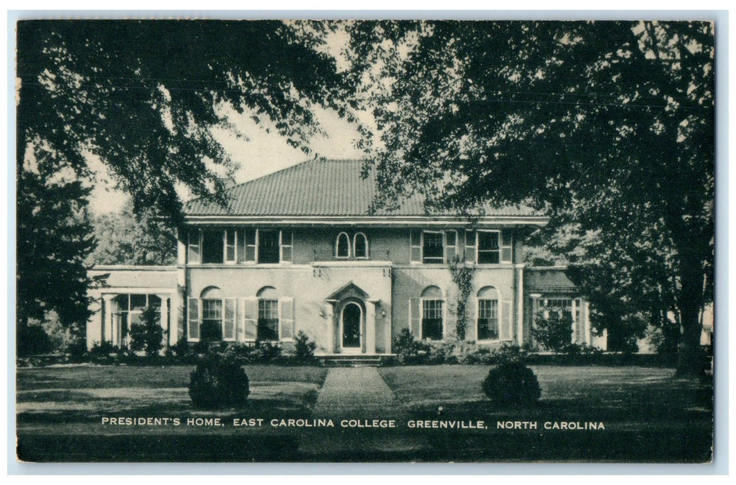 1958 Presidents Home East Carolina College Greenville North Carolina NC Postcard