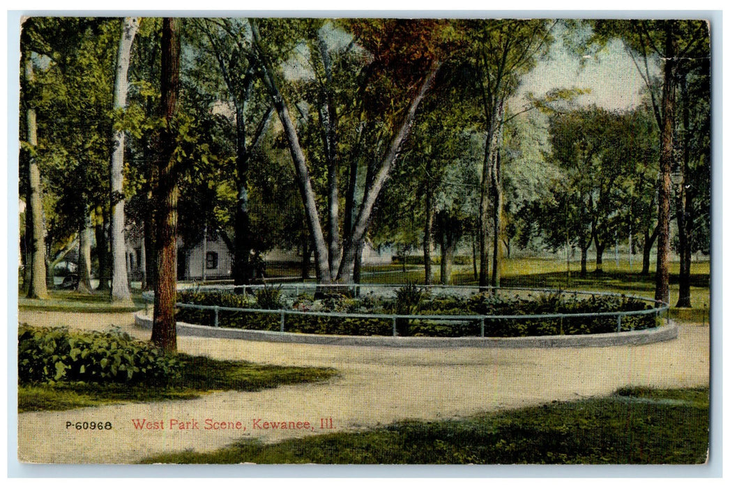 1913 West Park Scene Big Trees Kewanee Illinois IL Posted Vintage Postcard