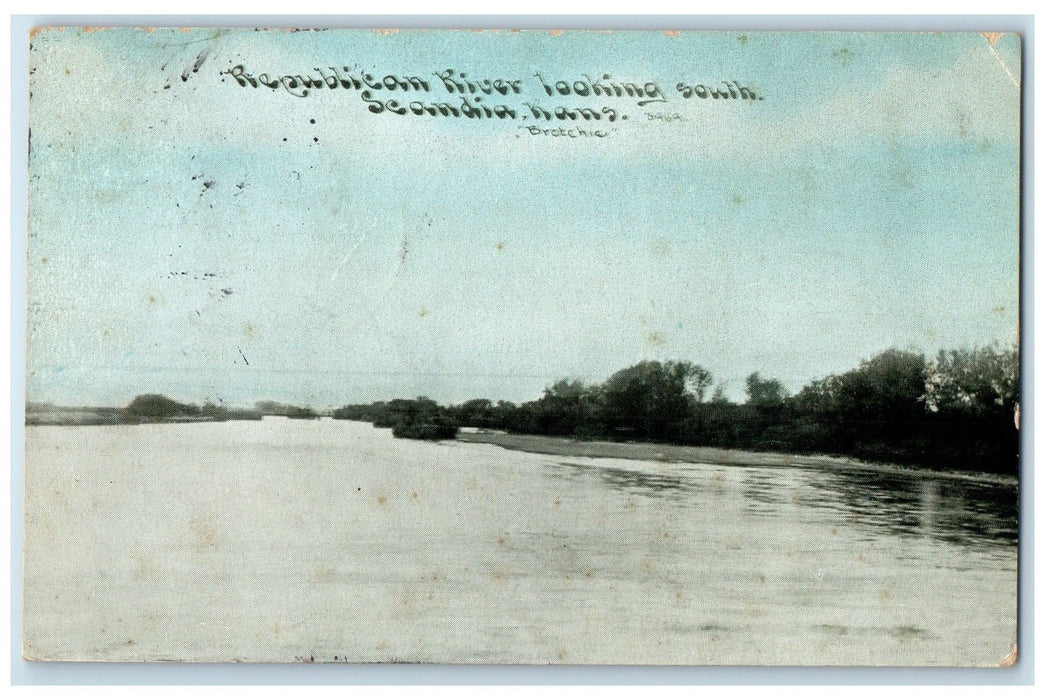 1910 Republican River Looking South Scandia Kansas KS Posted Vintage Postcard