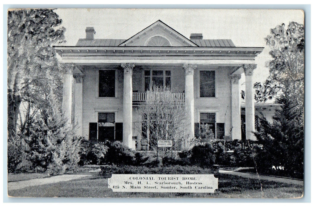 1965 Colonial Tourist Home Hotel Main Street Sumter South Carolina SC Postcard