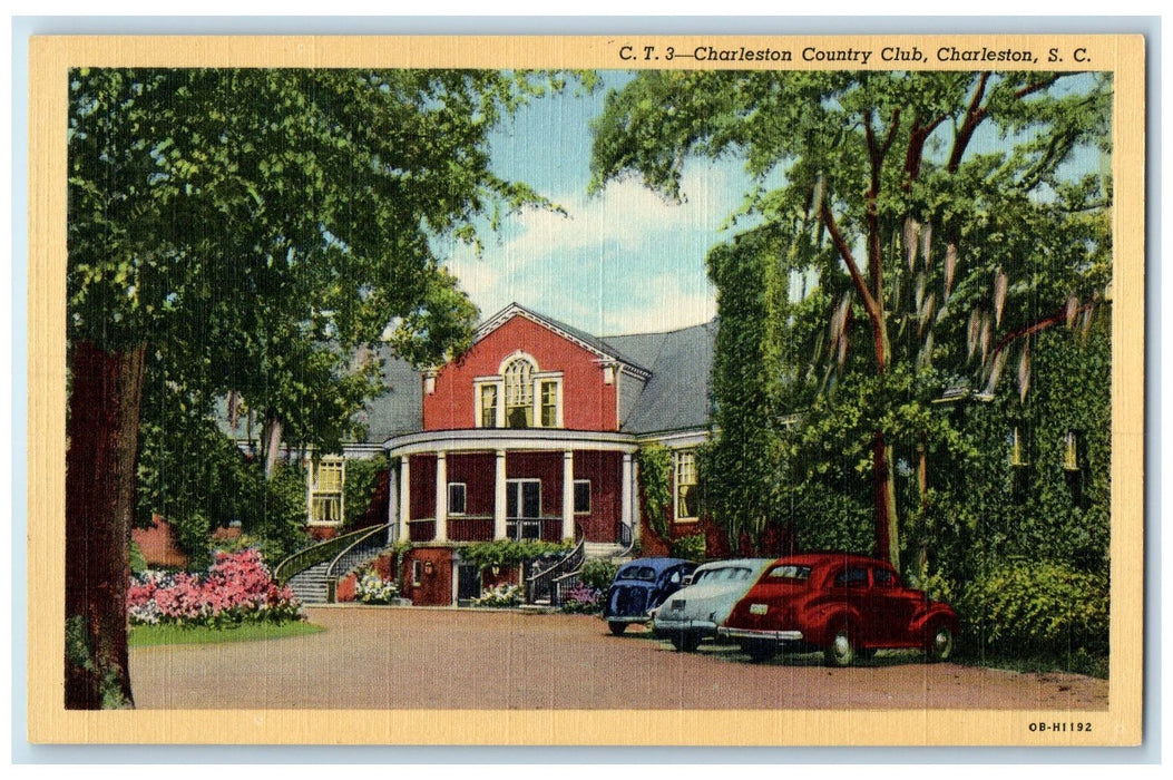 c1940 Charleston Country Club Classic Cars Charleston South Carolina SC Postcard