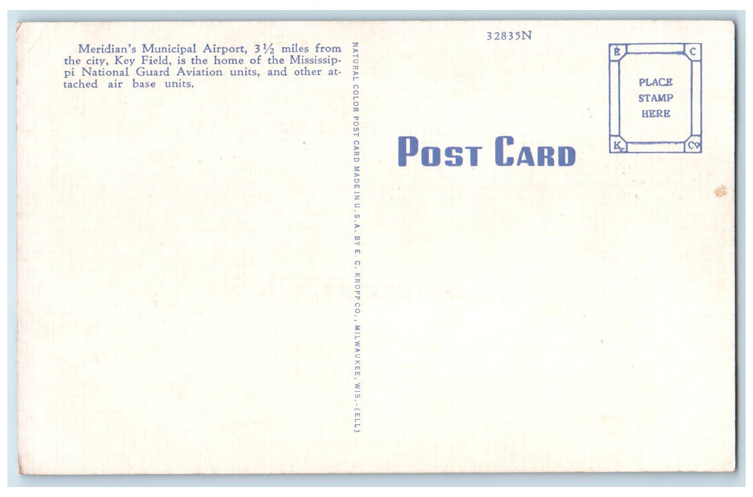 c1940's Engineering Hagar Key Field Building Meridian Mississippi MS Postcard