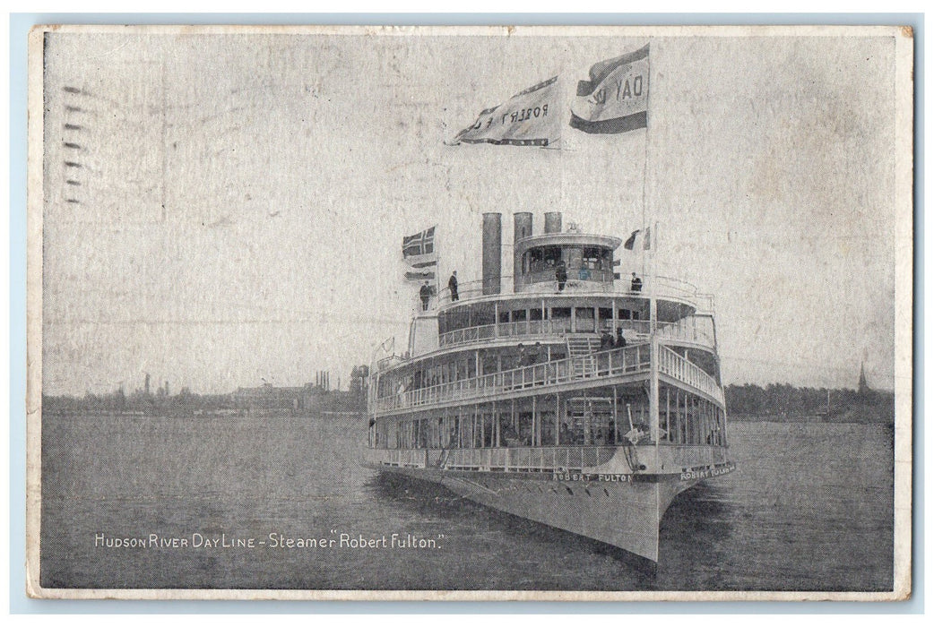 1909 Hudson River Day Line Steamer Robert Fulton New York Alby Service Postcard
