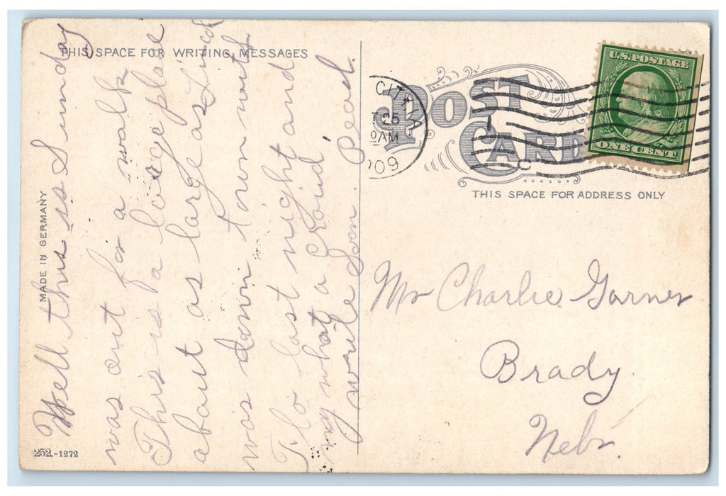 1909 Floyd Monument Sioux City Iowa IA to Brady NE Posted Vintage Postcard