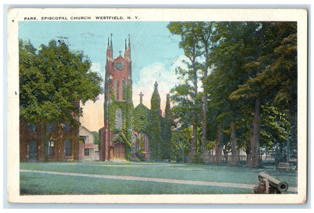 1924 Park Episcopal Church Tower Building Cannon Westfield New York NY Postcard