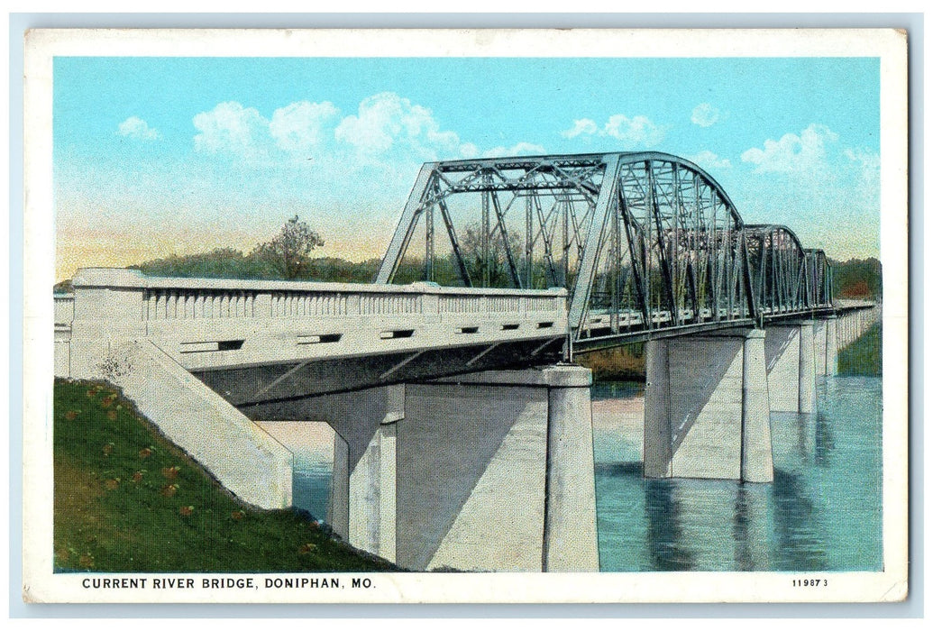 c1920's Current River Bridge Scene Doniphan Missouri MO Unposted Trees Postcard