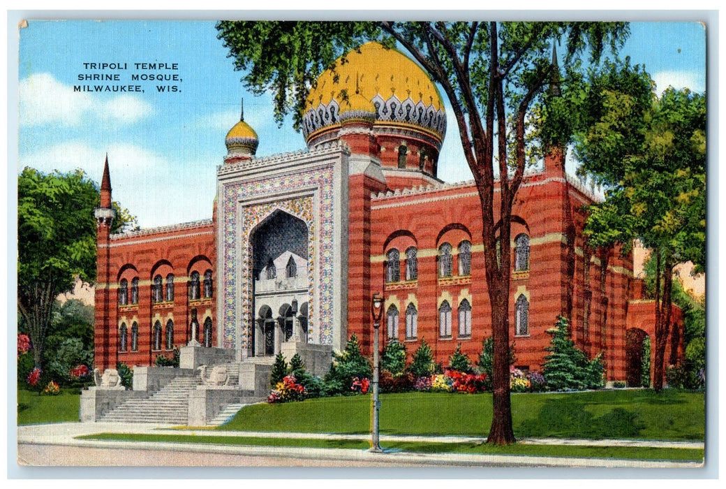 c1940's Tripoli Temple Shrine Mosque Building Milwaukee Wisconsin WI Postcard