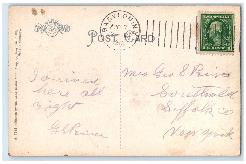 1914 Canaan Lake Trees Scene Patchogue Long Island New York NY Posted Postcard