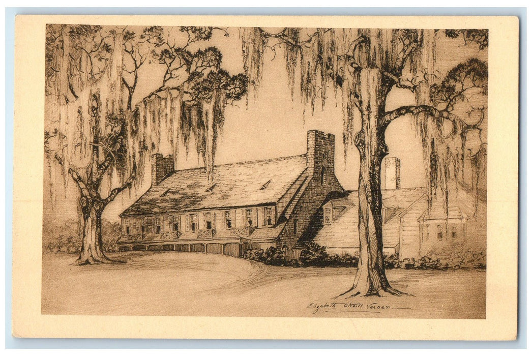 c1920's Yeaman's Hall Club House Building Charleston South Carolina SC Postcard