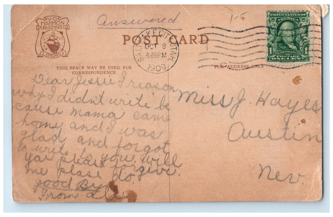 1909 Steamboats Eastland & Whaleback Leaving Chicago Harbor At Night IL Postcard