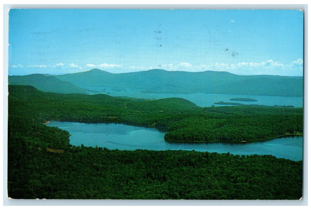 1963 Aerial View Of Trout Lake With Lake George View Troy New York NY Postcard