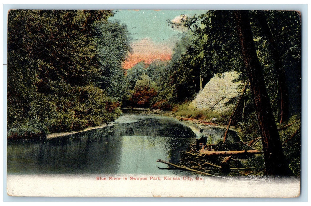 1906 Blue River In Swope Park Creek View Kansas City Missouri MO Posted Postcard