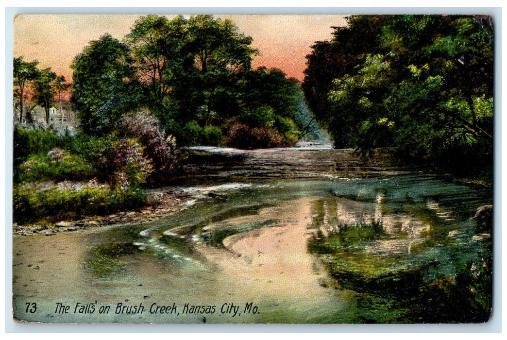 1910 The Falls On Brush Creek Groves Kansas City Missouri MO Posted Postcard