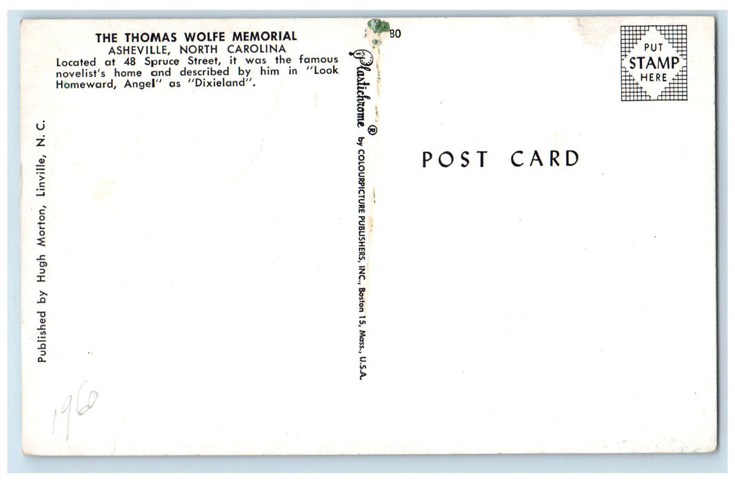 c1950 The Thomas Wolfe Memorial Home House Asheville North Carolina NC Postcard