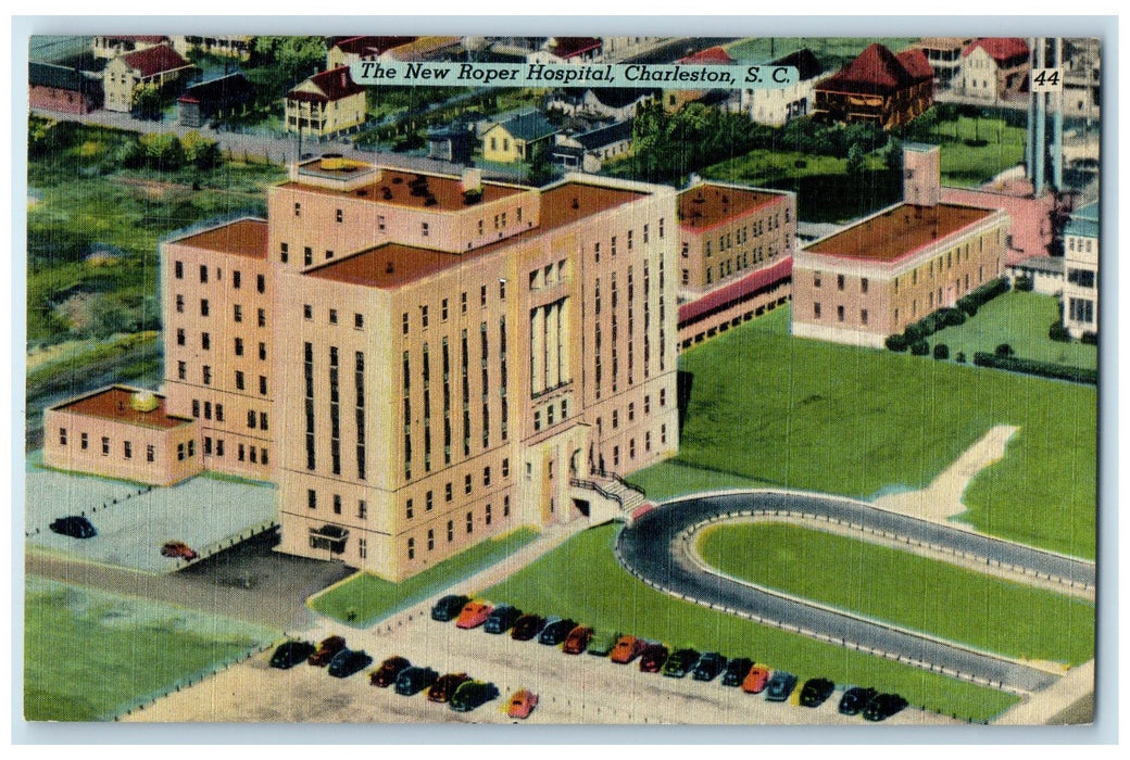 c1950's Aerial View The New Roper Hospital Charleston South Carolina SC Postcard