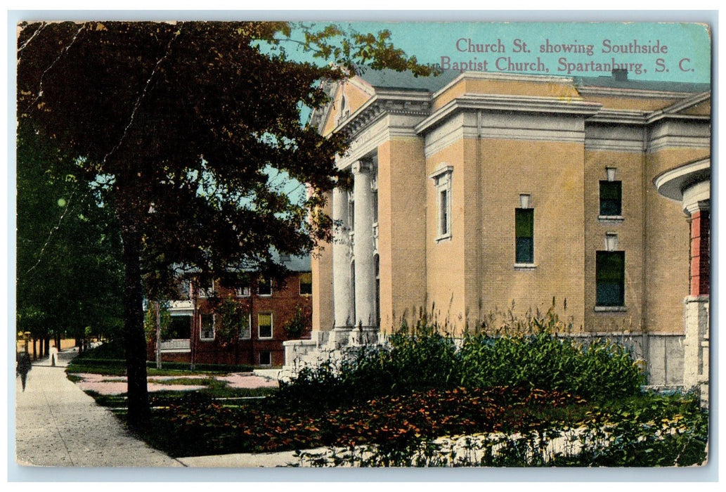 c1950 Church St. Southside Baptist Church Spartanburg South Carolina SC Postcard
