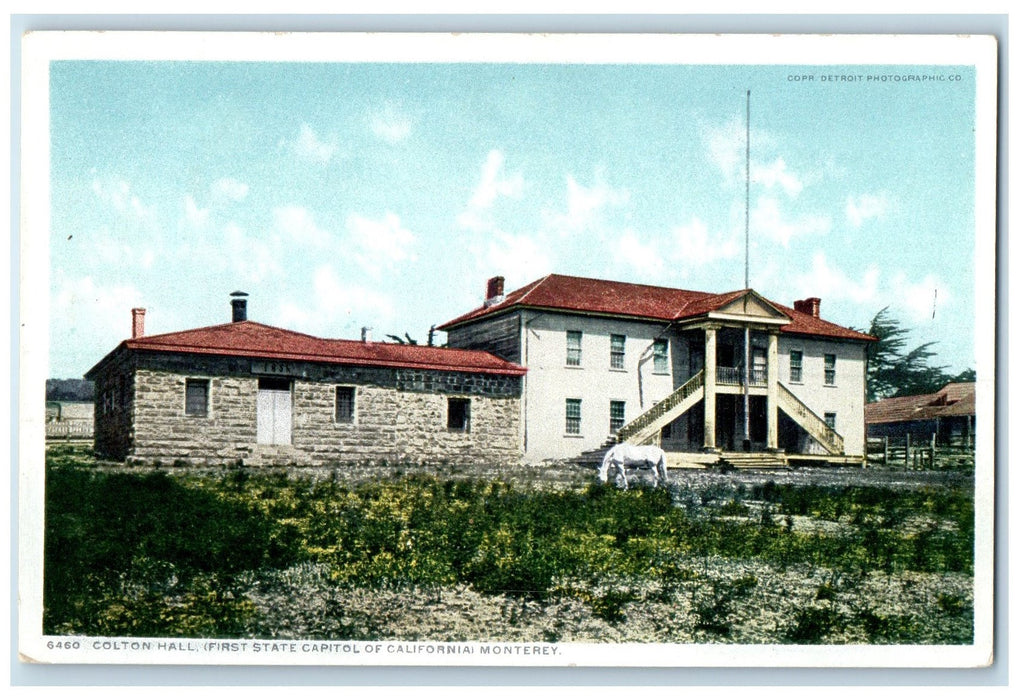 c1920's Colton Hall First State Capitol Of California Monterey CA Trees Postcard