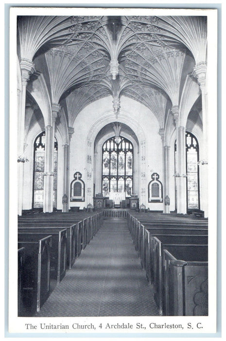 c1920's The Unitarian Church Archdale St. Charleston South Carolina SC Postcard