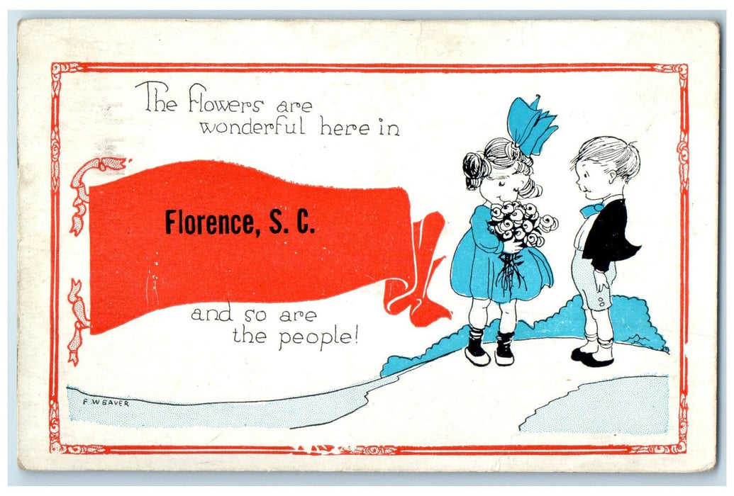 1932 The Flowers Are Wonderful Here View In Florence South Carolina SC Postcard