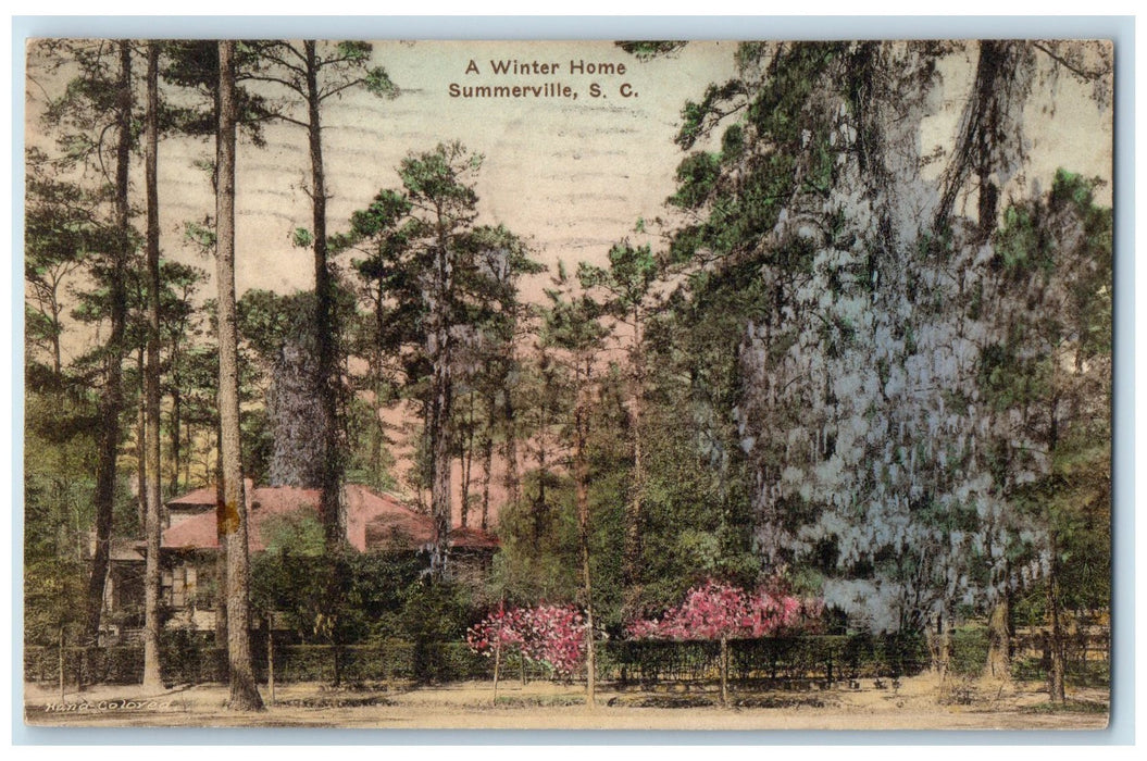 1929 A Winter Home House Shades Groves Summerville South Carolina SC Postcard
