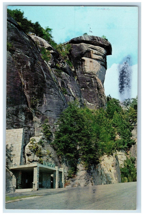 1982 Chimney Rock & Elevator Entrance Roadside View North Carolina NC Postcard