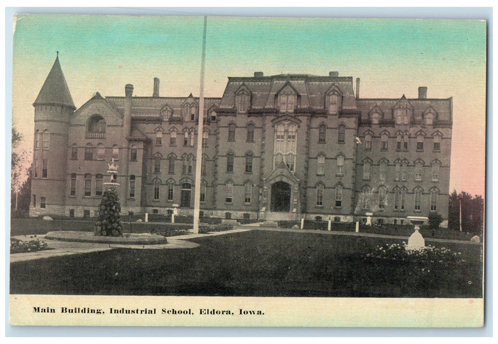 c1910's Main Building Industrial School Exterior Eldora Iowa IA Posted Postcard
