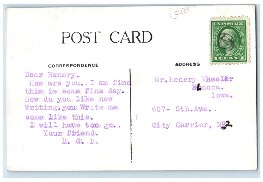 c1910's Main Building Industrial School Exterior Eldora Iowa IA Posted Postcard