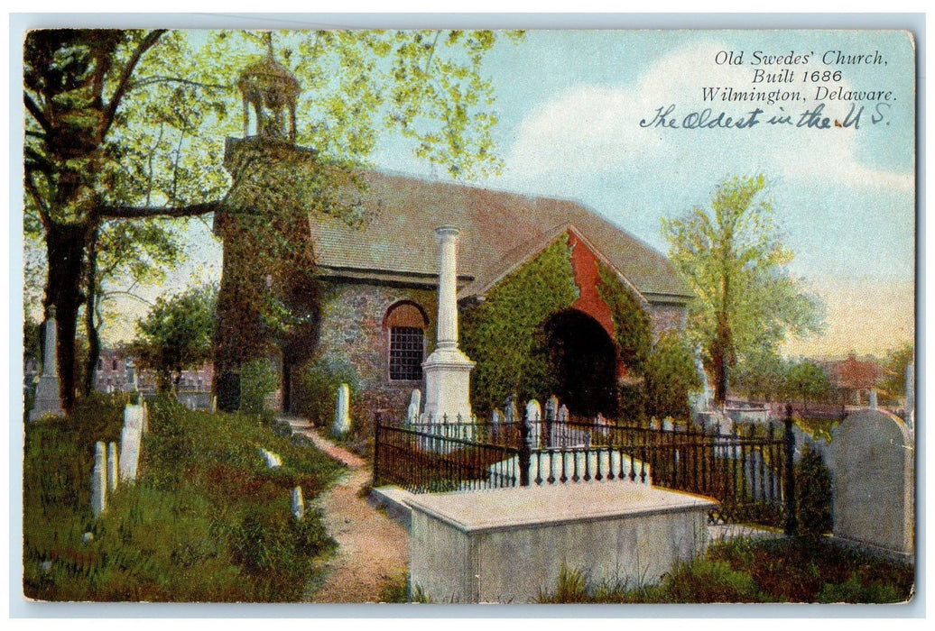 c1905's Old Swedes' Church Exterior Built 1686 Wilmington Delaware DE Postcard