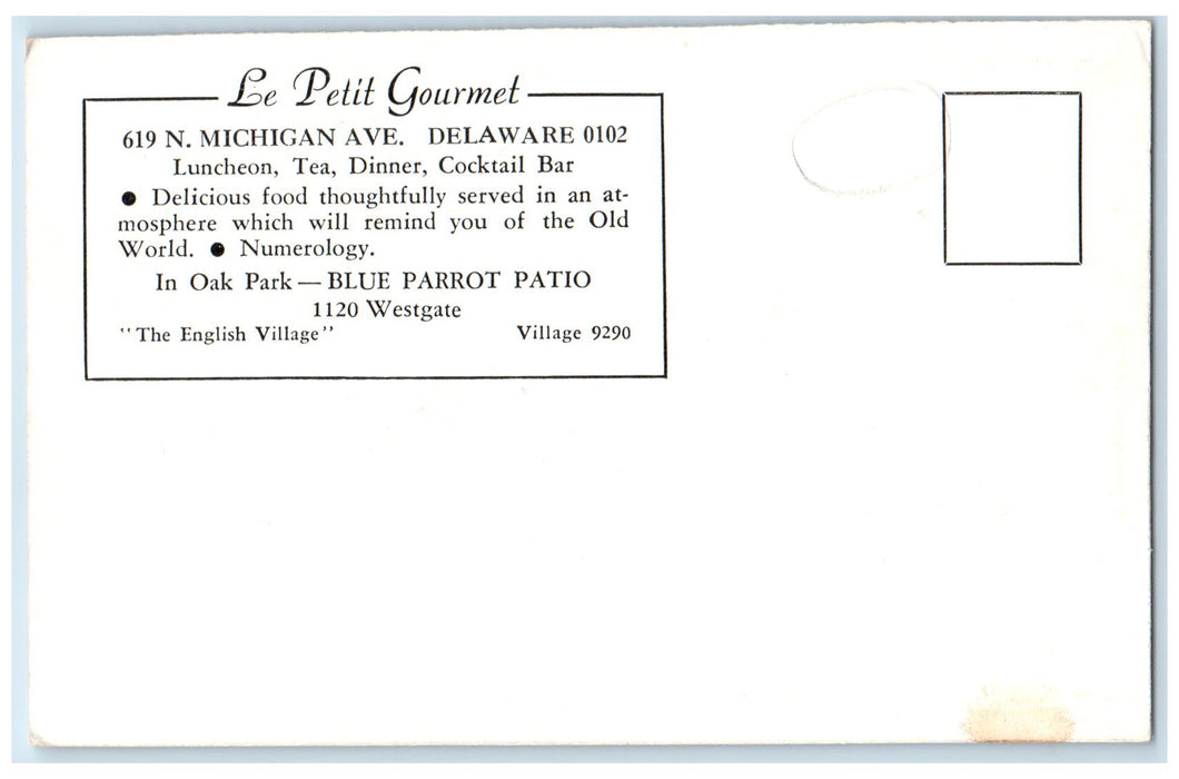 c1960's Le Petit Gourmet Michigan Avenue Chicago Illinois IL Unposted Postcard