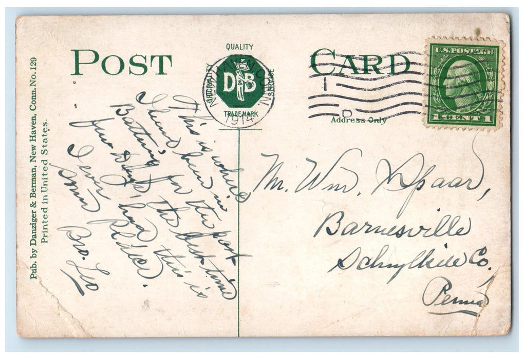 1914 The Beach At Lighthouse People View Point New Haven Connecticut CT Postcard