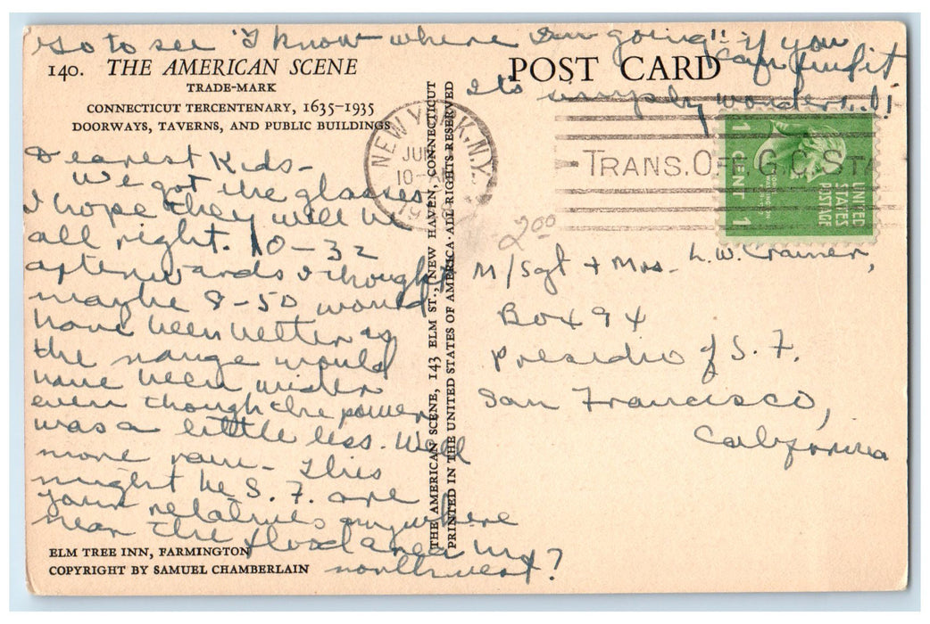 1948 Connecticut Tercentenary Doorways Taverns Buildings New Haven CT Postcard