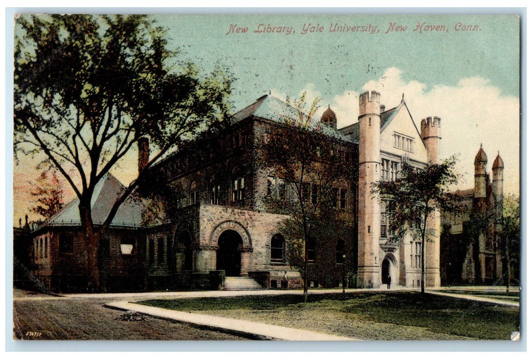 1909 New Library Exterior View Yale University New Haven Connecticut CT Postcard