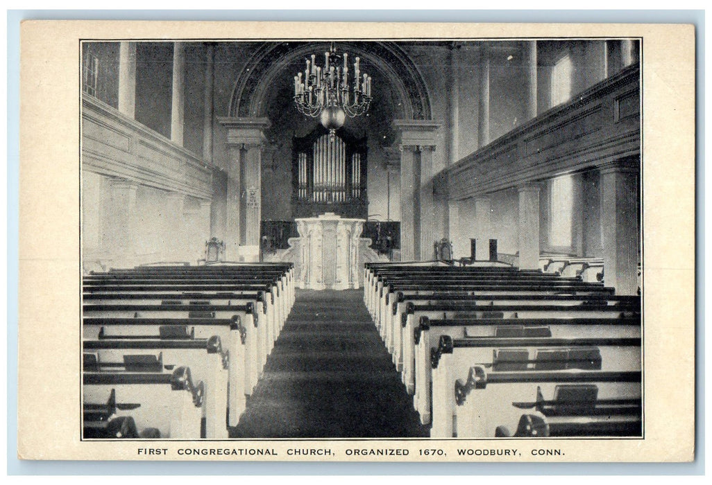 c1940's First Congregational Church Organized 1670 Woodbury CT Unposted Postcard