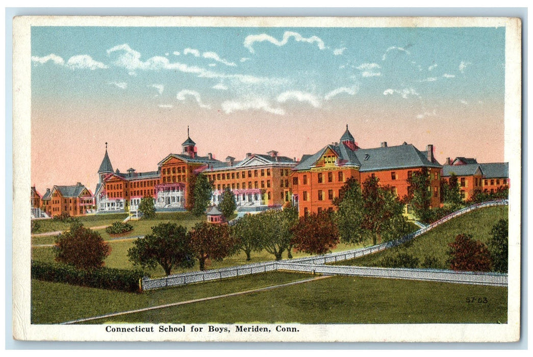 c1920's Connecticut School For Boys Exterior Meriden Connecticut CT Postcard