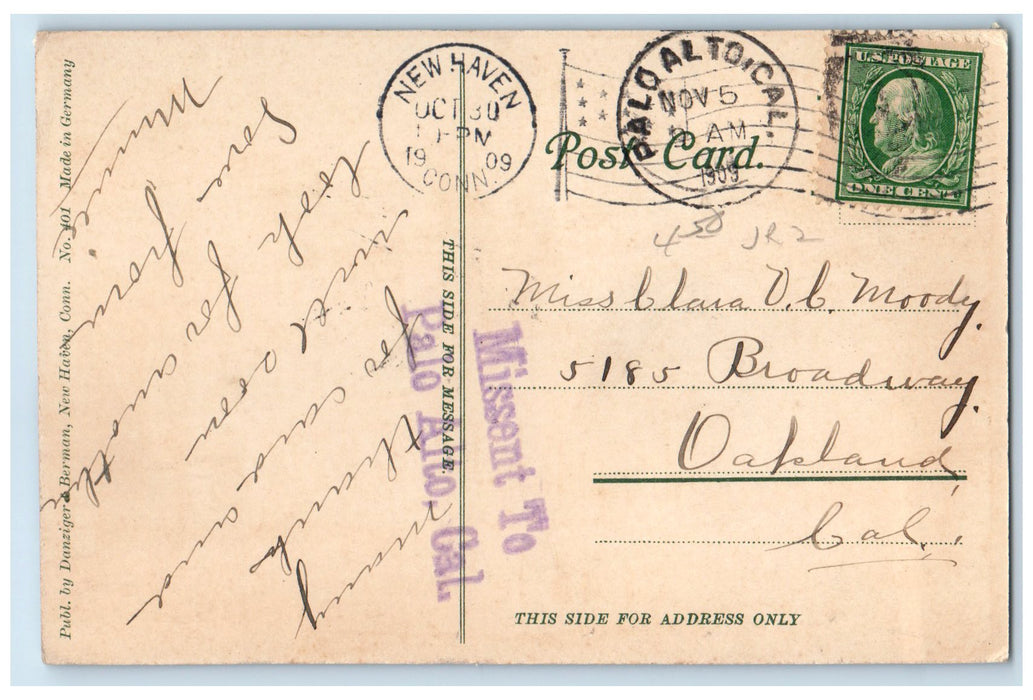 1909 The Boardman Manual Training School Exterior New Haven CT Posted Postcard