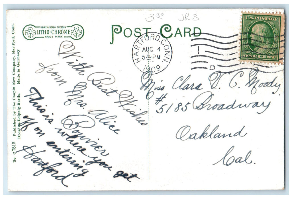 1909 The Union Depot Exterior Roadside Hartford Connecticut CT Posted Postcard