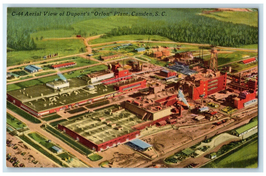 c1940's Aerial View Of Dupont's Orlon Plant Camden South Carolina SC Postcard