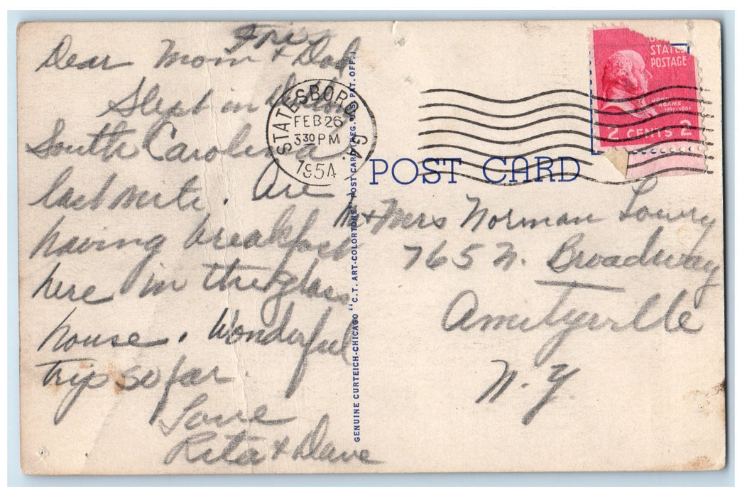 1954 West Side Of Main Street Establishment Allendale South Carolina SC Postcard
